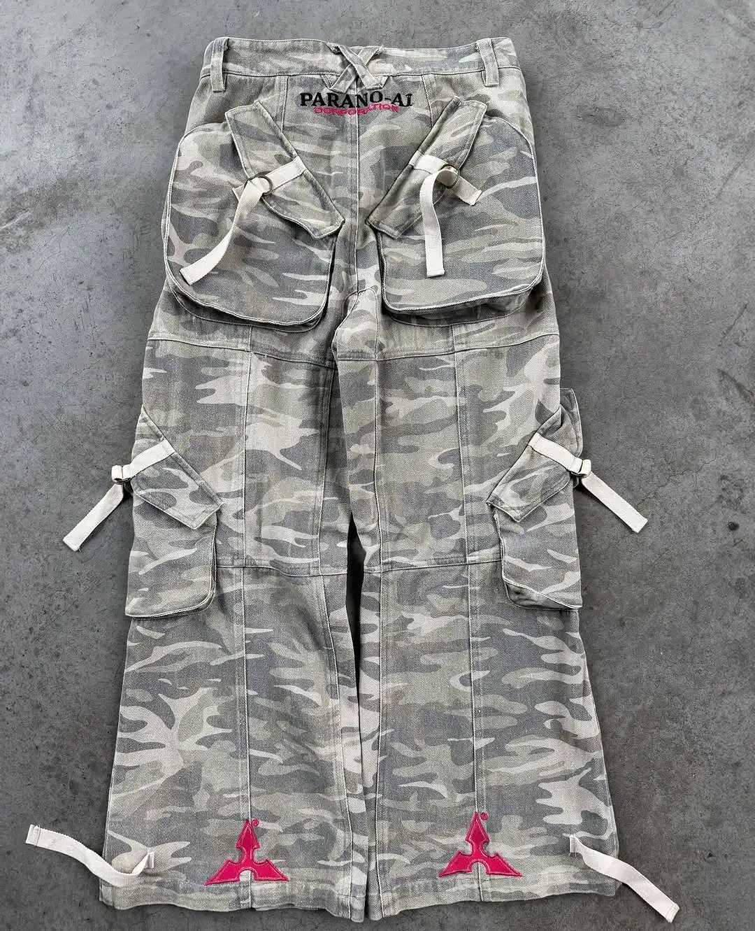 Y2k multi pocket camouflage cargo pants new hip-hop retro oversized denim pants fashionable mens straight leg wide leg jeans X250220