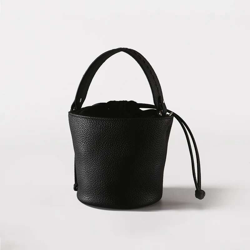 Manufacturers Wholesale 2024New Design Vintage Genuine Leather Lychee Pattern Large Capacity Women's Handbags Bucket Bags