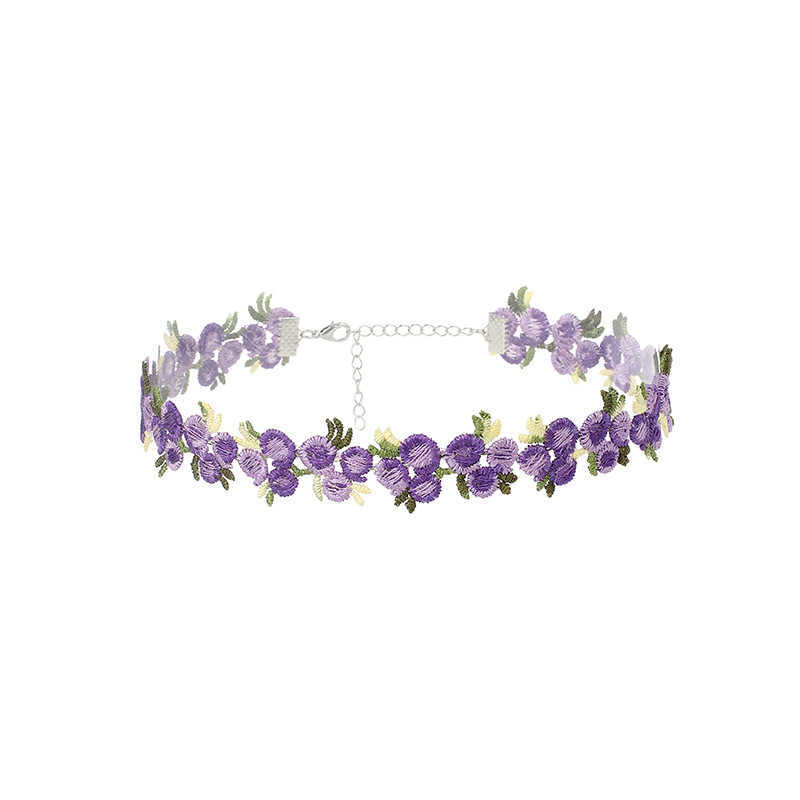 Pendant Necklaces Lace Sen neck strap Necklace ins super fairy temperament flower Collar Choker short collarbone neck chain female H25219