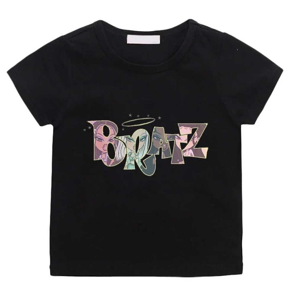 T-shirts Cool Girl Bratz Letter Print T-Shirts for Girls Clothing Harajuku Kawaii Kids Summer Clothes Boys Graphic Tee 100% Cotton Tops H250220