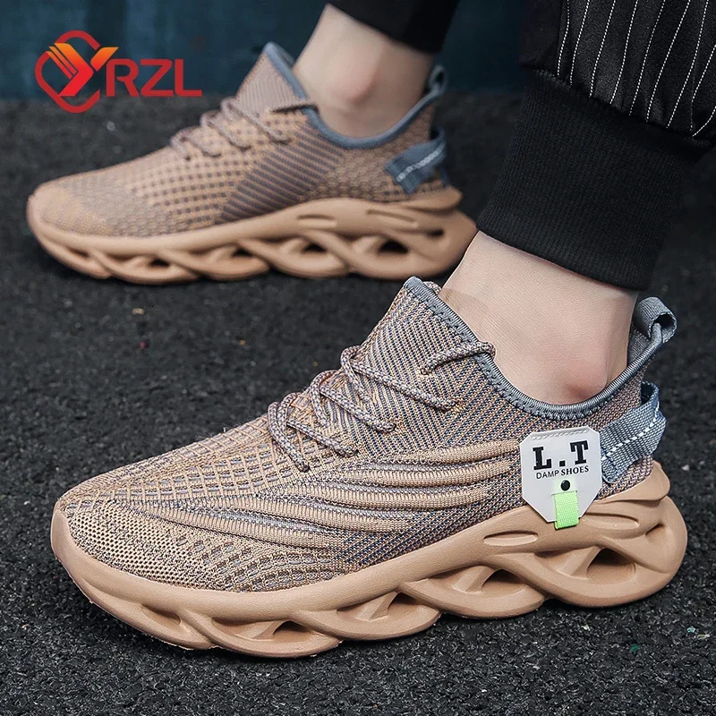 YRZL Men Sports Running Black Jogging Shoes Casual Sneakers Outdoor Breathable Mesh Women Light Shockabsorption Tennis 250219