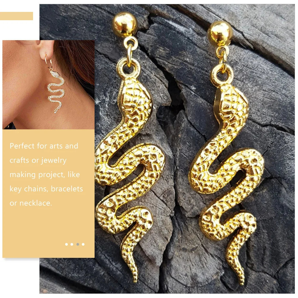 48 Pcs Gold Filled Earrings Alloy Snake Pendant Charm Charms for Jewelry Making Accessories Aesthetic Golden Keychain 250220