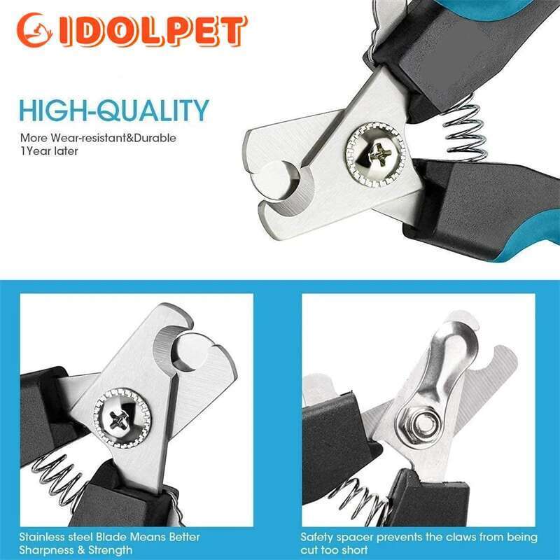 Professional Stainless Steel Pet Nail Clipper with Safety Guard for Cat and Dog Claw Grooming Adjustable size Supplies