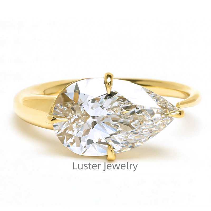 Luster Jewellery Oval Moissanite Open Ring 925 Sterling Silver 14k Gold Ring for Women