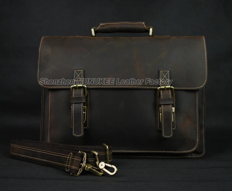 Vintage Crazy Horse Genuine Leather Shoulder bag Men Crossbody bag Messenger Bag Sling Real Leather Handbag tote Leisure Brown 250218