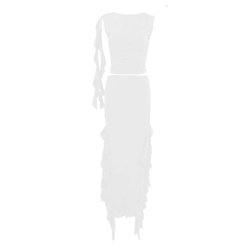European and American style summer hot item one shoulder jellyfish lace set sexy spicy girl outfit ur women's skirt 2025 new casual fashion trend
