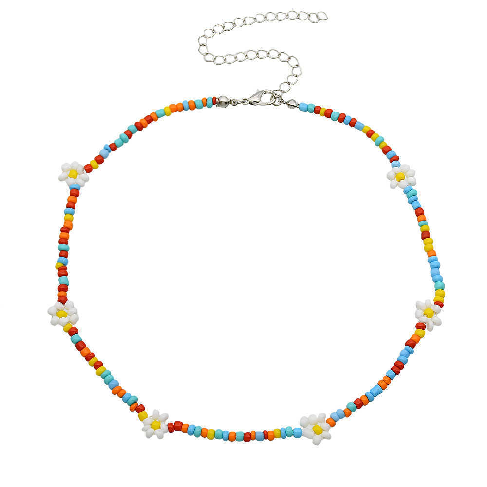 Pendant Necklaces Korean Ins style crystal bead necklace for women niche and versatile. Pearl colored beads collarbone chain dopamine jewelry H25219