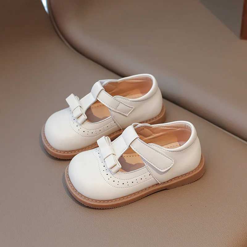 Girls Bow Princess Shoes Leather Shoes 2024 Spring New Fashion Soft Sole Childrens Single Shoes Soft Sole T-strap Kids Shoes X250220