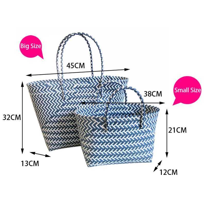 Design PVC Woven Women Bag Large Capacity Tote Women Handbag Hand Woven Color Contrast Beach Bag Z250219