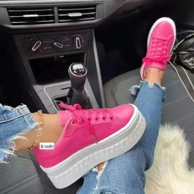 New Large Size Single For Women Round Head Thick Sole Casual Rubber Shoes