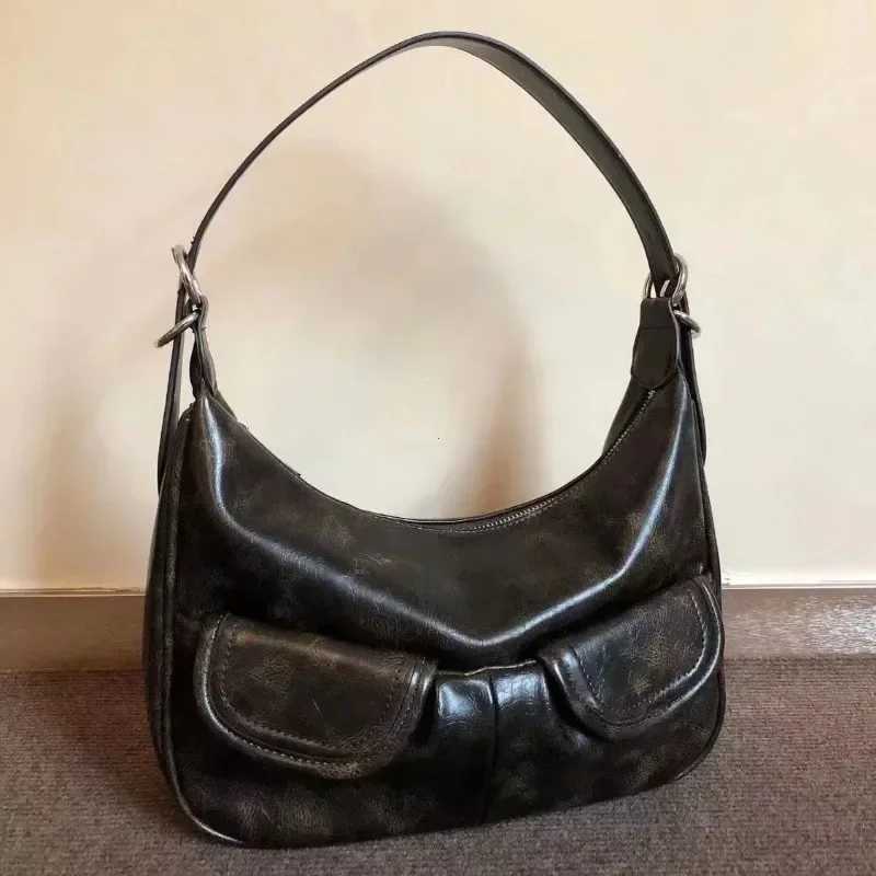 Retro Coffee Shoulder Bag for Women Retro New Autumn Pocket Fashion Casual Underwear Bag for Women Y2k Handbag Bolsa Handbag Y250218