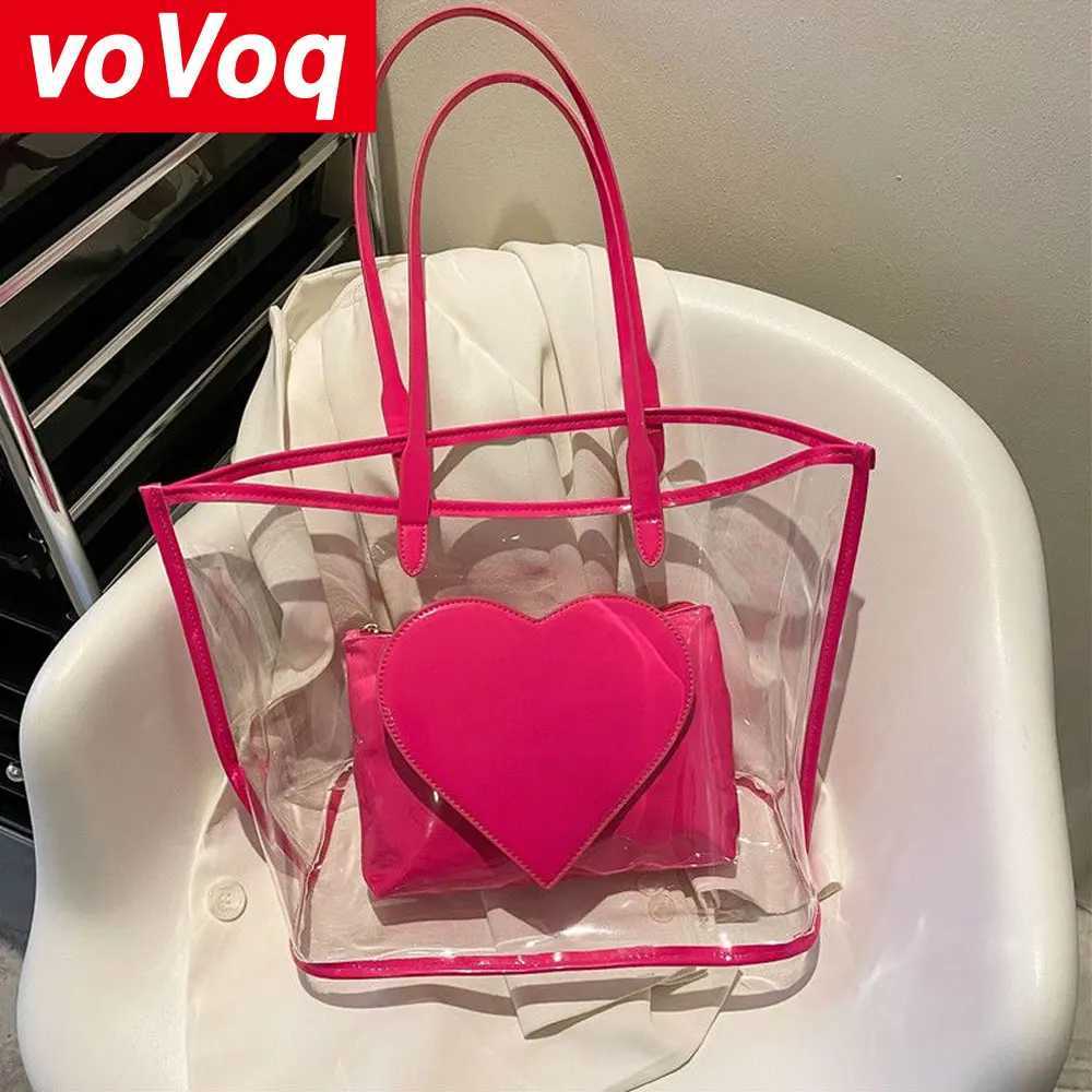 2023 New Fashion Bag Fashion Laser Jelly Bag Shoulder Bag Casual Street Large Capacity Transparent Love Handbag for Women Design Z250219