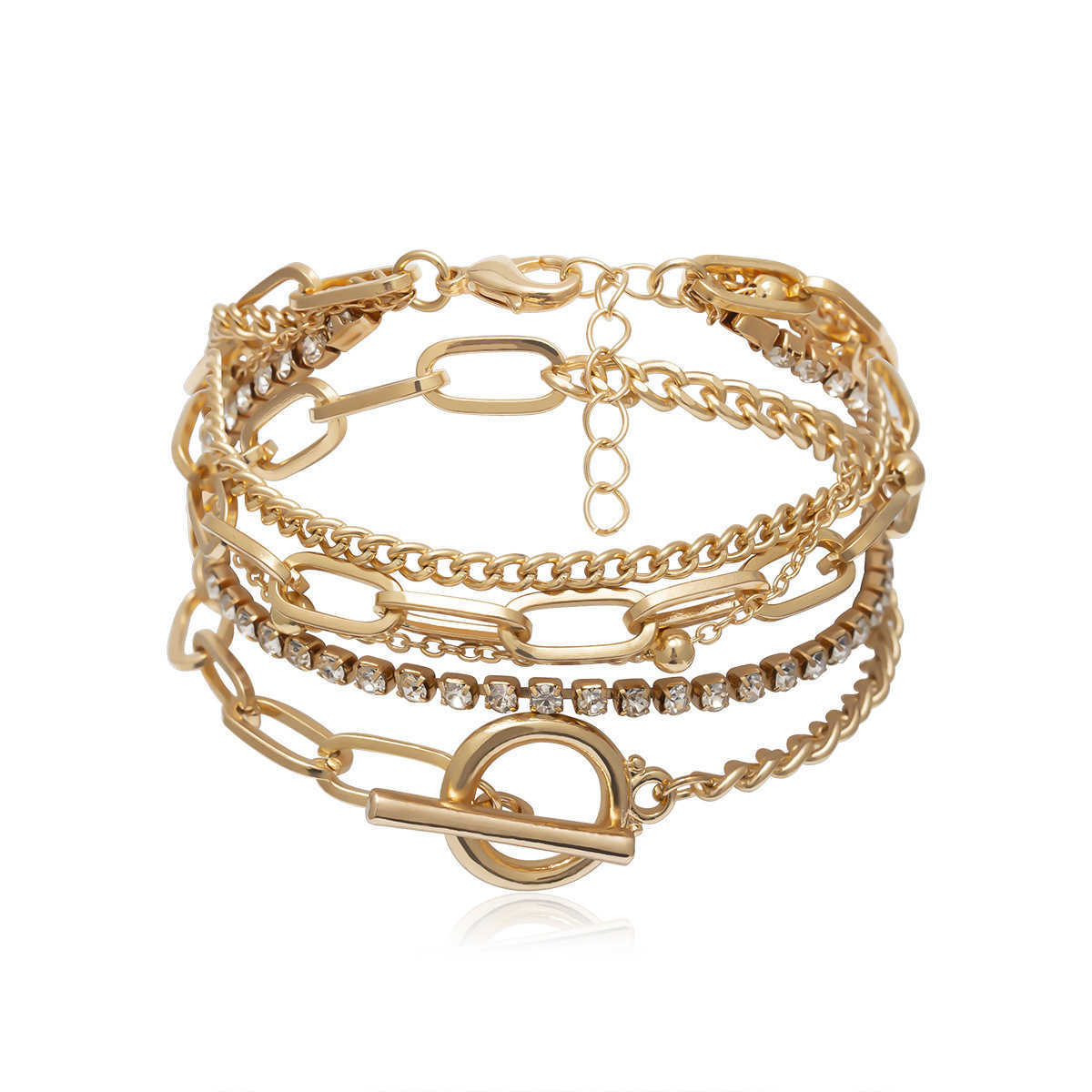 Charm Bracelets Jewelry simple geometry ot button versatile hand adornment womens creative mix with multi-layer bracelet with Diamond Beads H25220