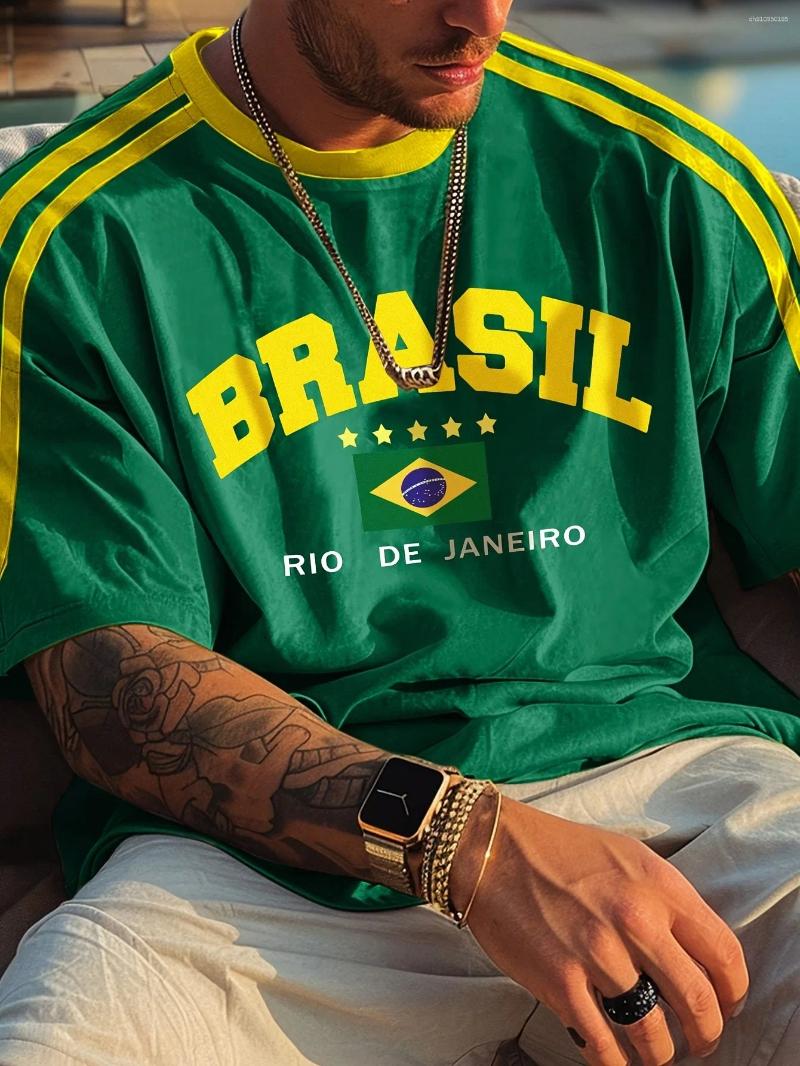 Men's T Shirts Brazilian Style Casual Short Sleeve T-Shirt 3D Printed Crew Neck Pullover For Summer Outdoor Activities And Daily Wear