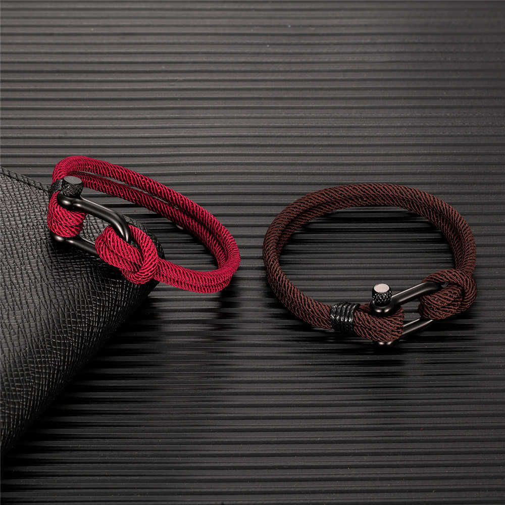 Charm Bracelets U-shaped horseshoe buckle bracelet mens stainless steel couple Milan rope outdoor lover Bracelet H25220