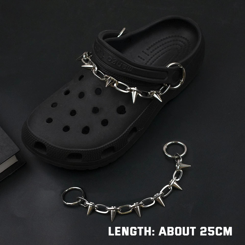 1Pcs Hiphop Metal Sneaker Decoration Punk Fashion Hightop Canvas Shoe Chain Dark Style Pin Men Women Slipper Sandal Accessorie 250219