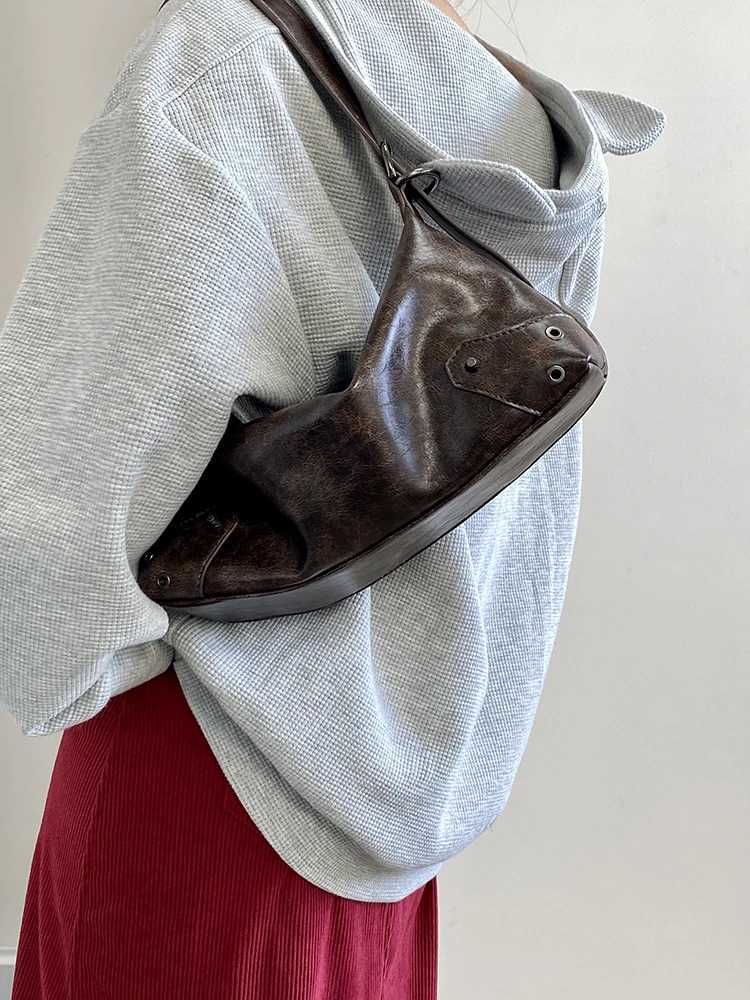 Pu Leather Retro Womens Underarm Bag Cool Y2k Girls Vintage Small Shoulder Bags Simple Female Crossbody Bag Handbags Purse Y250218