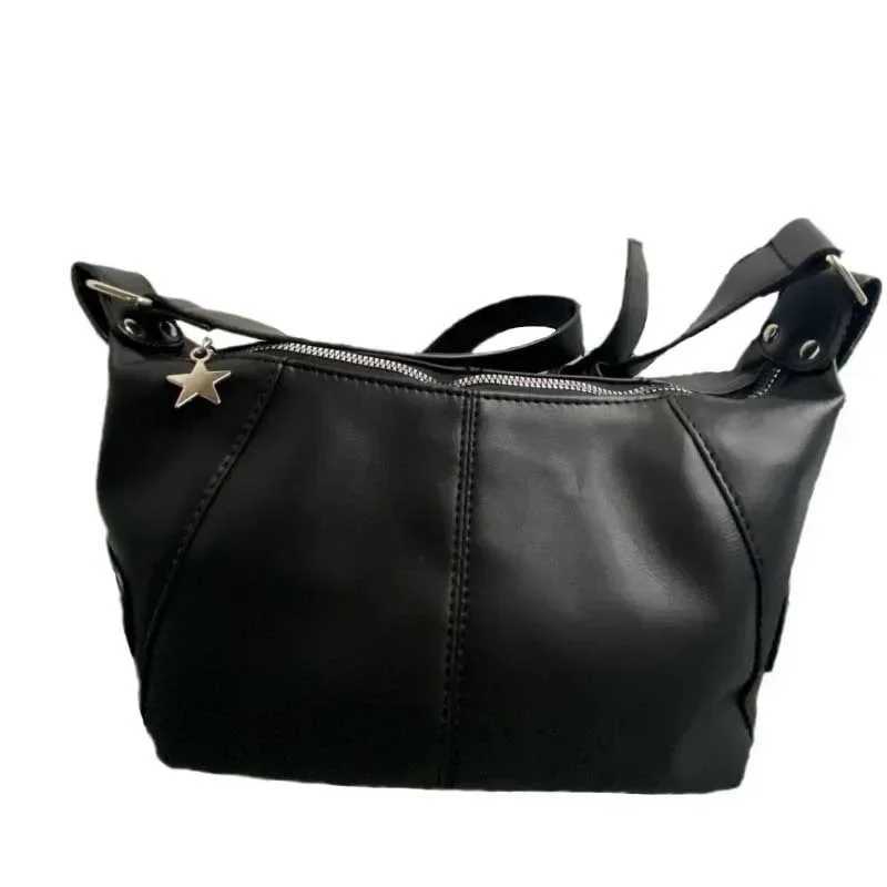 Y2K Korean Gothic Star Girl Black Handbag Harajuku Aesthetic Vintage Shoulder Crossbody Bag Trendy Women Messenger s Y250218
