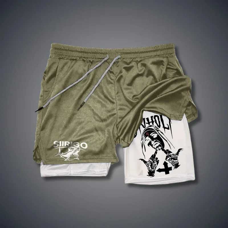 Mens Fitness Shorts Breathable Quick Drying Printed Double-Layer Shorts Summer Sports Casual Training Jogging Shorts XS-3XL X250220