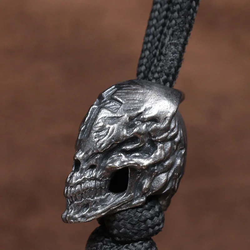 Cross Skull Head Brass Knife Bead EDC DIY Umbrella Rope Weaving Bracelet Pendant Accessories Outdoor Tool Hanger 250213