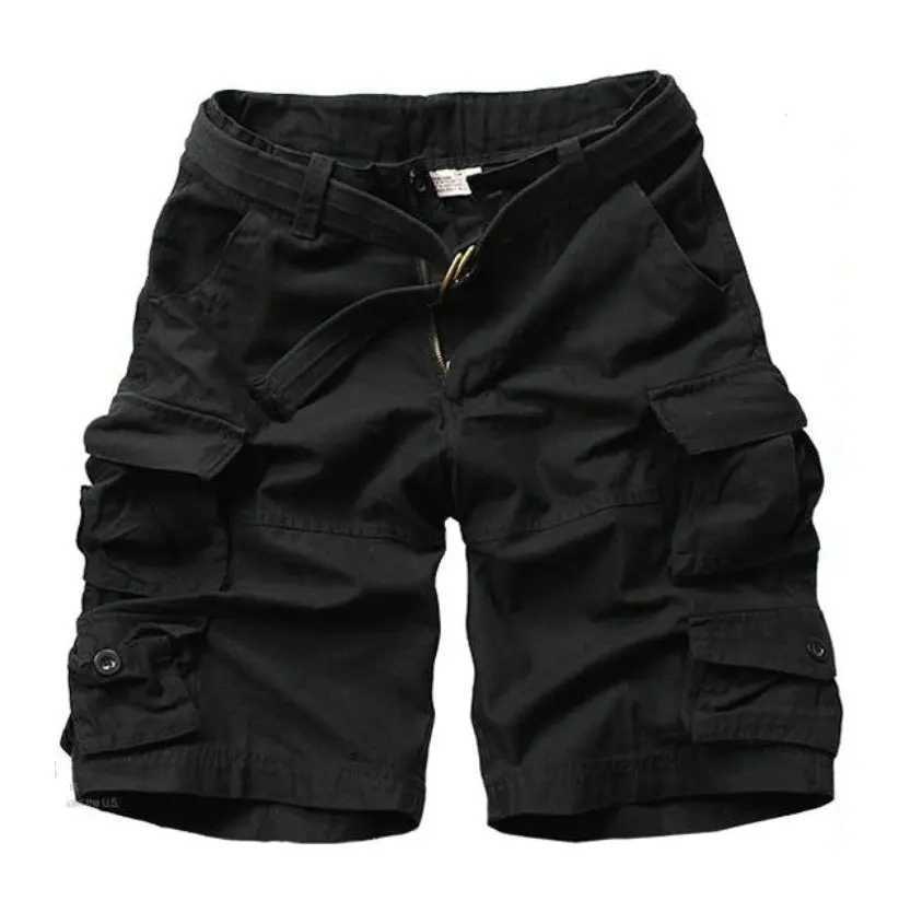 High Quality Camouflage Cotton Cargo Shorts For Men Summer Multi Pocket Military Knee Length Casual Mens shorts ( Free Belt ) X250220