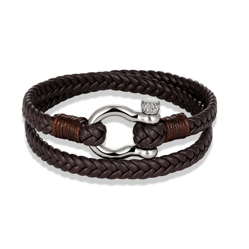 Charm Bracelets New navy anchor Bracelet leather horseshoe buckle woven leather bracelet Jewelry Bracelet H25220