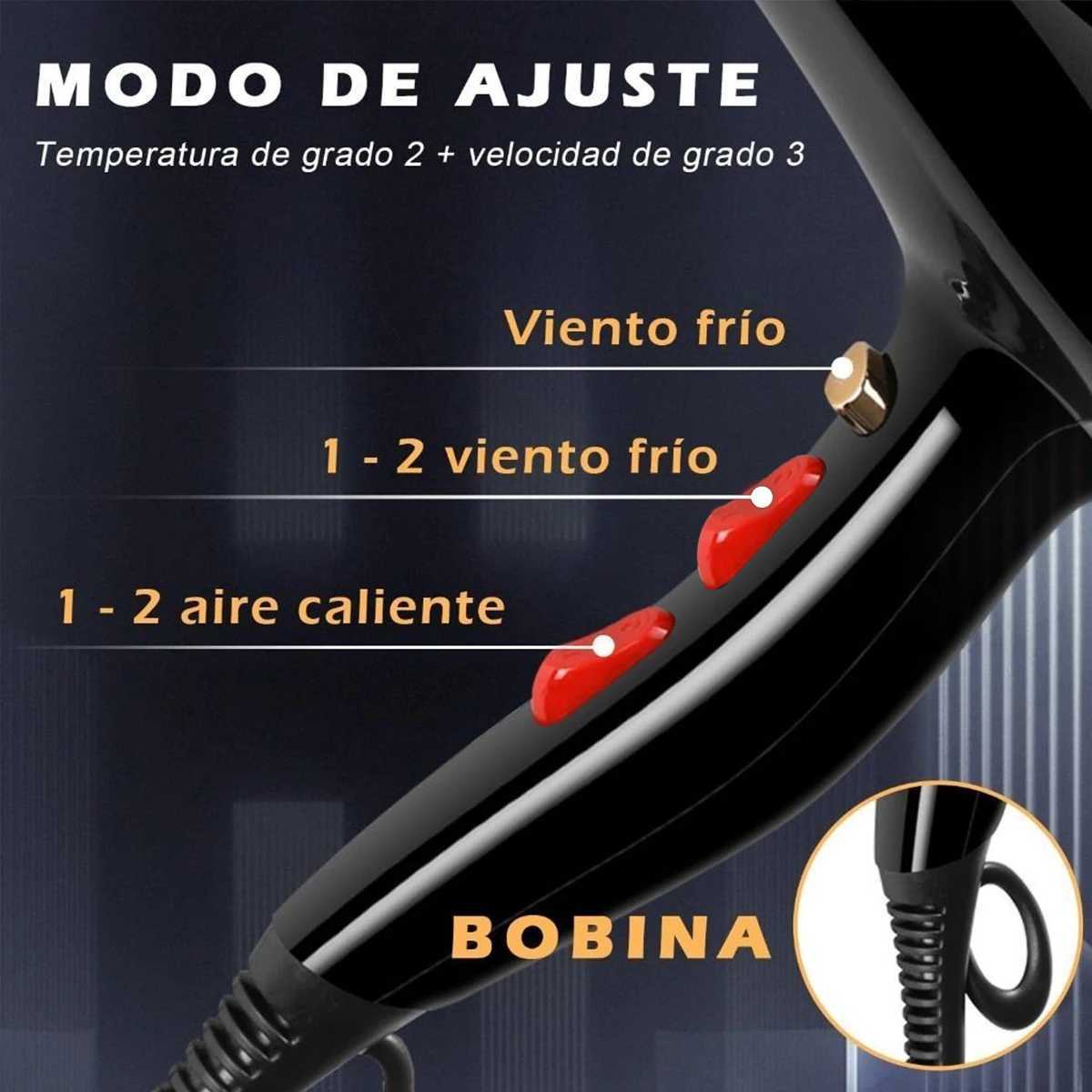 0V Professional Hair Dryer 6000W Curler Black ion Silent Voltage 0V W250220