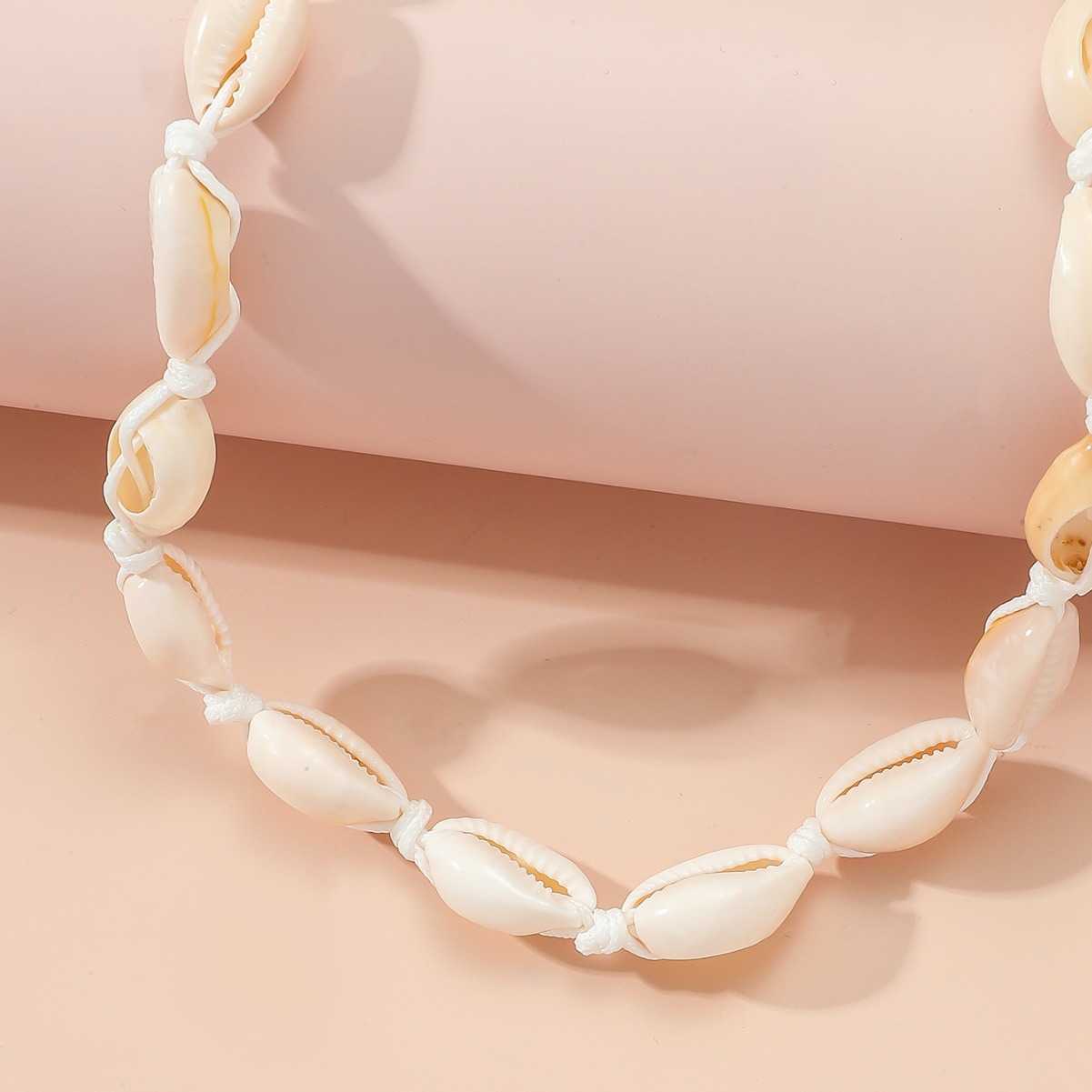 Pendant Necklaces Summer Ocean Vacation Beach Shell Necklace Handmade Woven Pearl Pendant Womens Necklace H25219