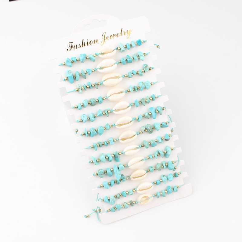 Charm Bracelets Summer Ocean Breeze Shell Bracelet Handmade Weaving Conch Turquoise Beach Bead Jewelry Set H25220
