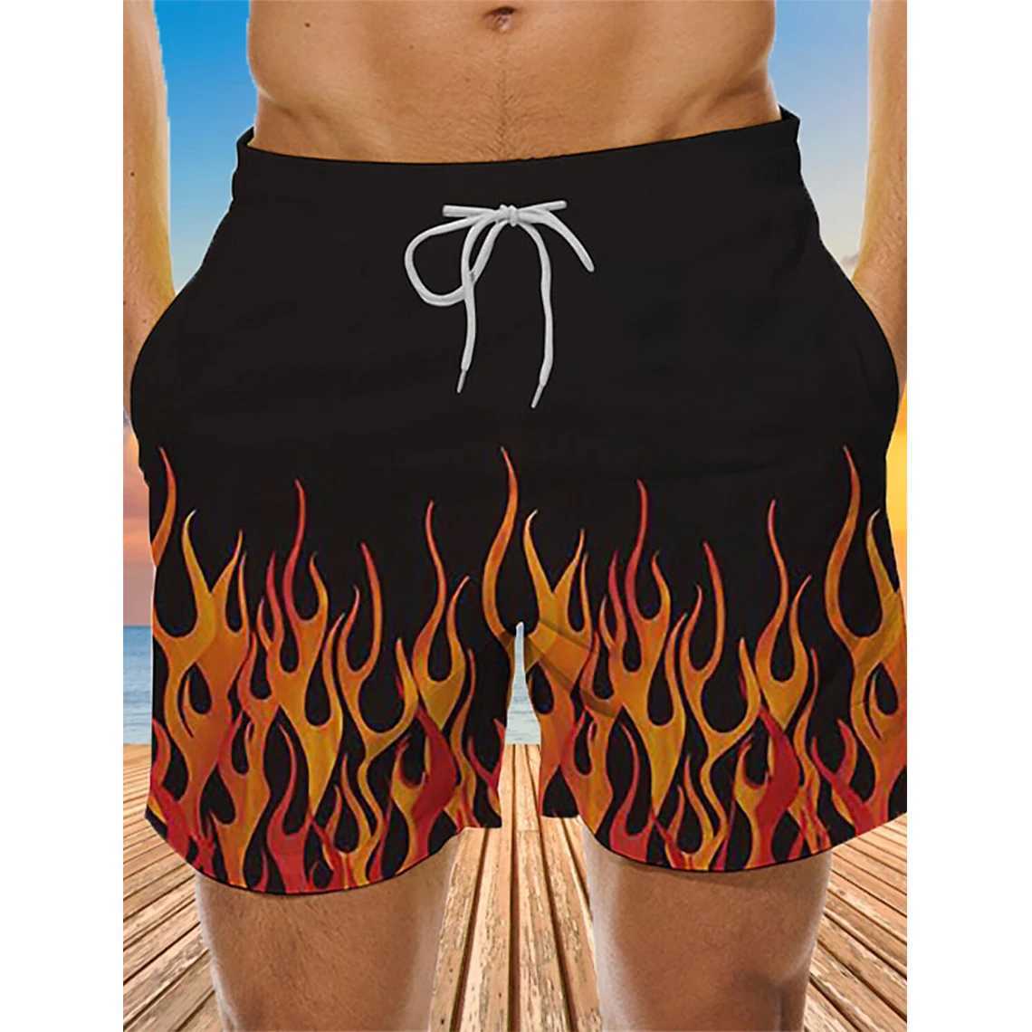 Summer eTHnic style beach shorts color flame 3D Printing mens holiday luggage casual board shorts swimsuit mens cloTHing X250220
