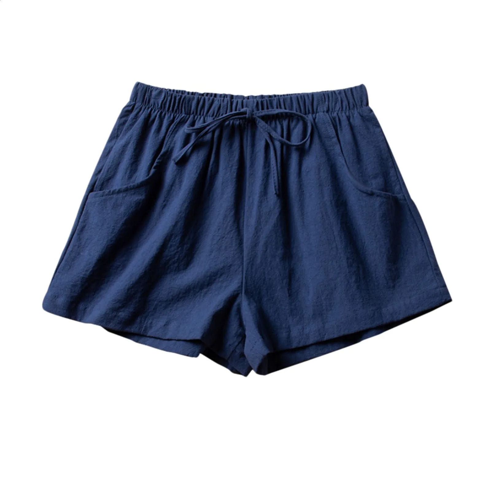 Elastic Waist Casual Shorts For Women In Summer Soild Stretch Summer Shorts High Waist Work Out Trousers With Pocket Drawstring 250217