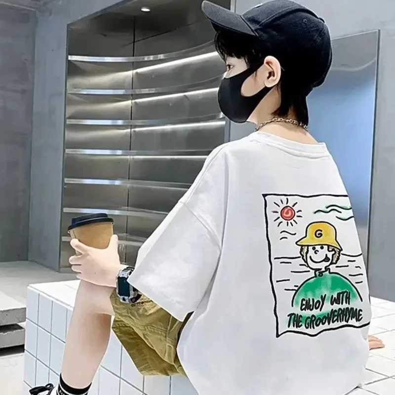 T-shirts Childrens Clothing Boys Short Sleeve T-Shirt Summer Childrens Top Big Boys Summer Cotton Summer Trend Short Sleeve H250220