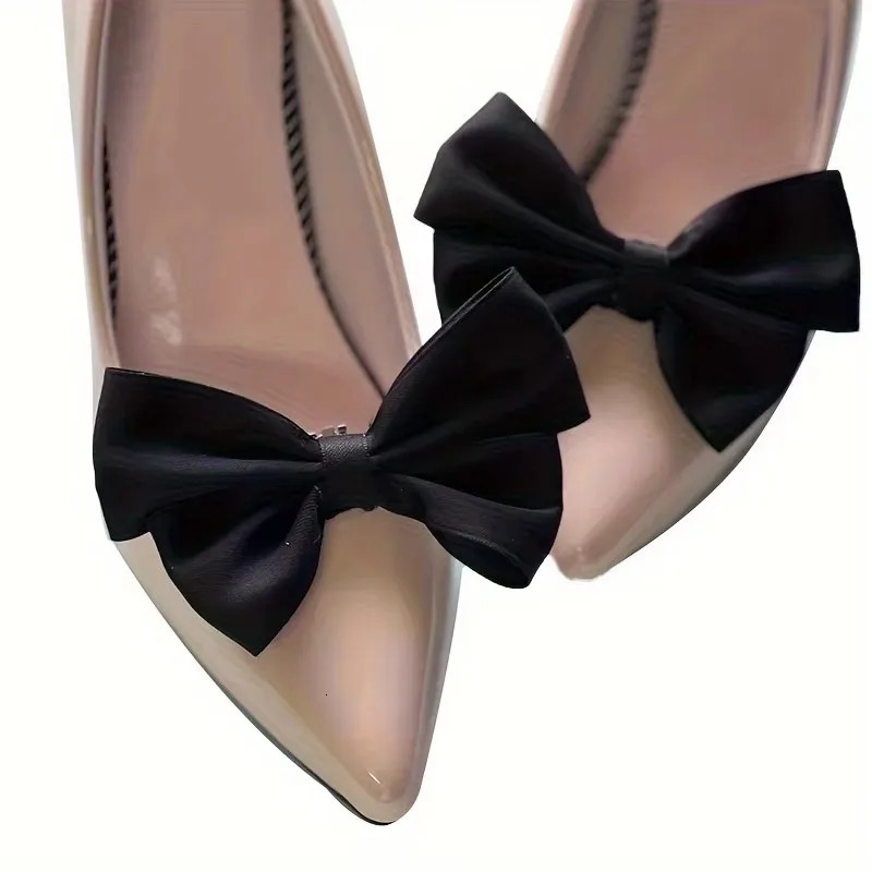 1PC Fashion Ribbon Bow Lady Shoe Clip For Women Boots High Heel Clips Decoration Charm Buckle Shoes Accessories 250219