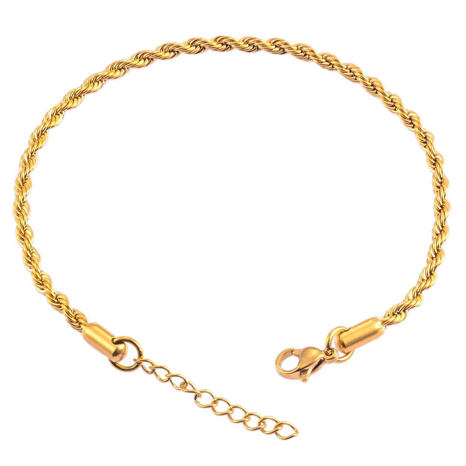 2//3/4mm Stainl Steel Rope Chain Bracelet For Woman Girl Gold/Silver Color Classic Fashion Jewelry Gift WholesaleXJ250219