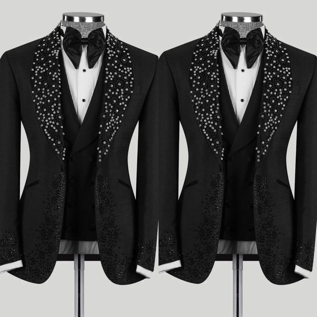 Luxury Men's Suit Beaded Rhinestone Shawl Lapel Blazer for Wedding 3 Pieces Set Coat Prom Formal Occasion Customized Jacket Vest Pants