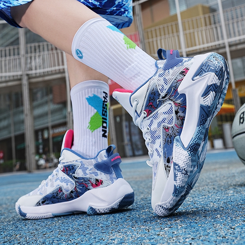 Student basketball shoes Men's shoes guard actual combat youth cushioned rubber soles big children's sneakers 36-46