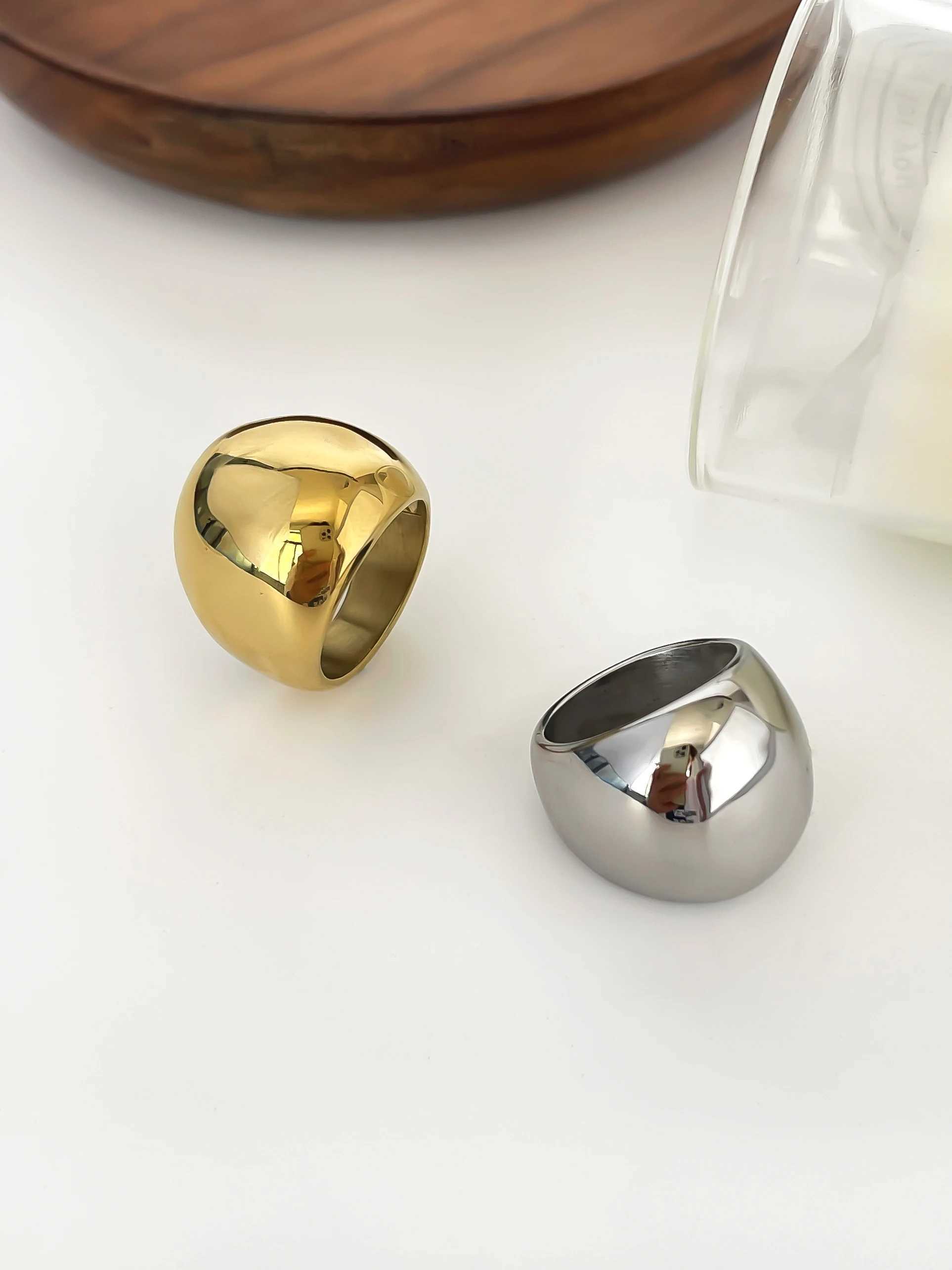 Perisbox 18K Pvd Gold Plated Chunky De Wide Rings for Wen Men Punk Stainless Steel Tarnish Stackable Statement Jewelry X250220
