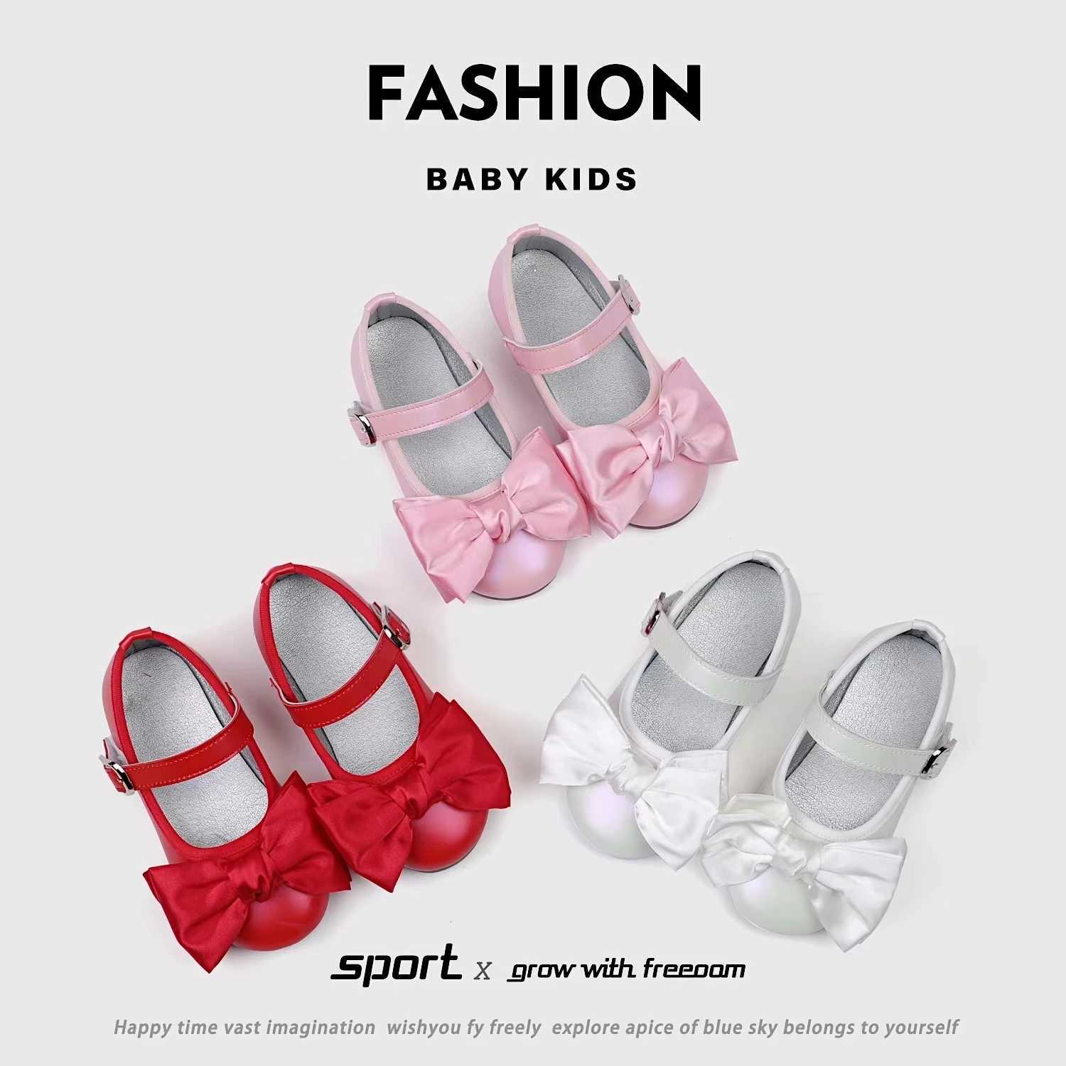 Girls Princess Shoes Beautiful Silk Bowtie Children Mary Janes 21-30 Comfy Round-toe Chic All-match Spring Kids Ballet Flats X250220