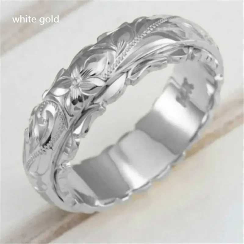 14k Gold Plated Suspended Carved Rose Flower Ring Ornaments Tail Ring Five Engagement Rings for Wen Bling Wedding Ring X250220