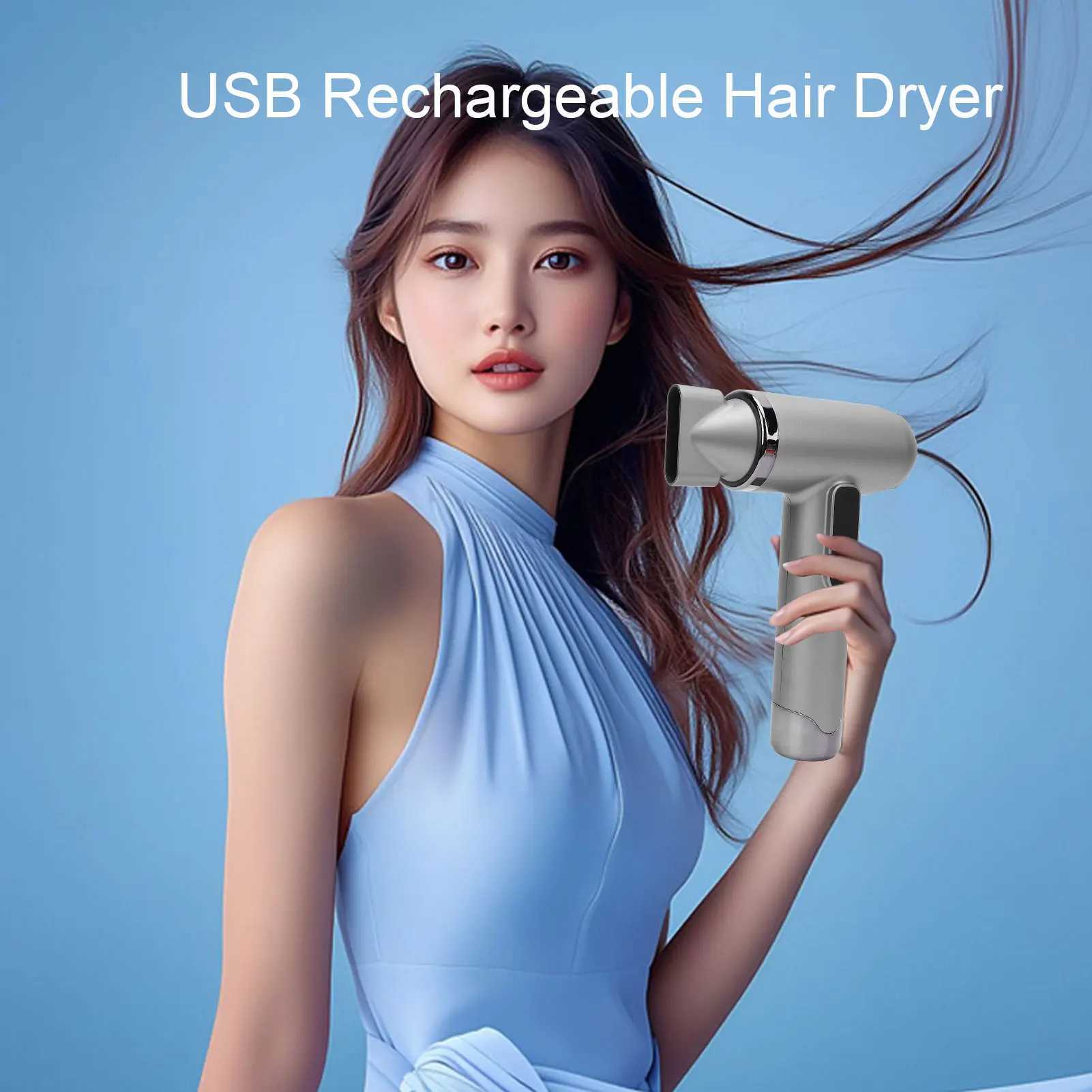 Portable travel hair dryer USB charging small hair dryer 200W 5000mAh power ABS lightweight home hair dryer W250220