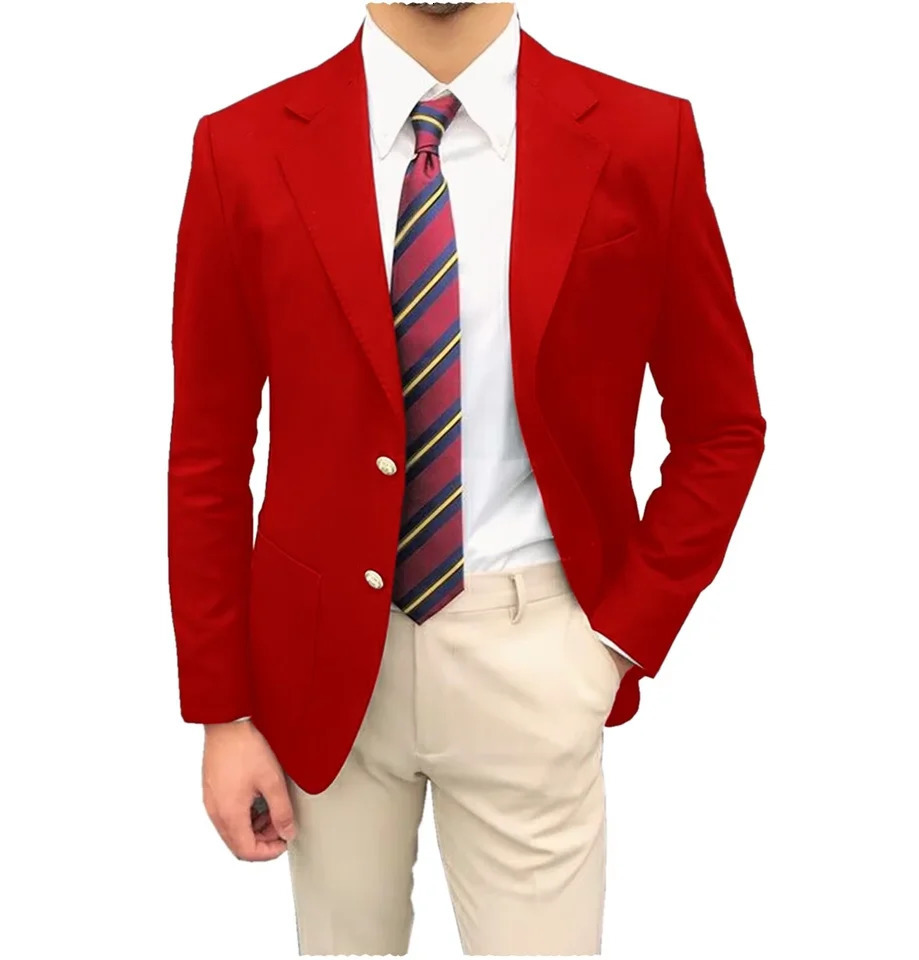 Red Mens Suit Single Breasted Notch Lapel Jacket Business Casual Blazer Coat High Quality Fashionable Slim Fitting Tuxedo 250220