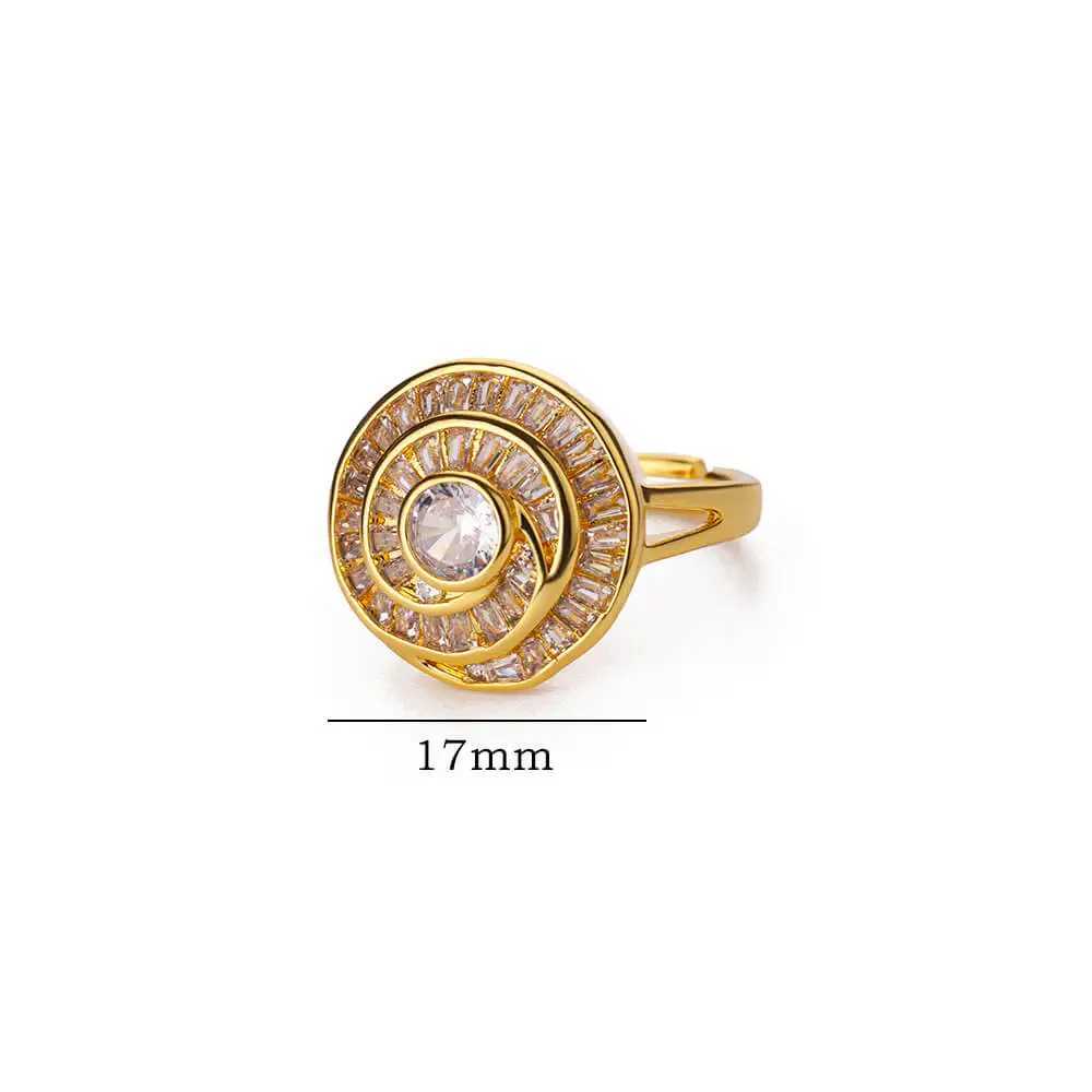 Round zircon stainless steel open ring used for gold colored Geely fashion wedding rings high-quality jewelry accessories X250220