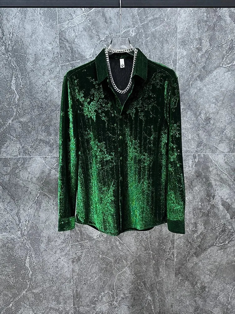 R09242 Fashion Mens Shirts Runway European party style Mens Clothing 250220