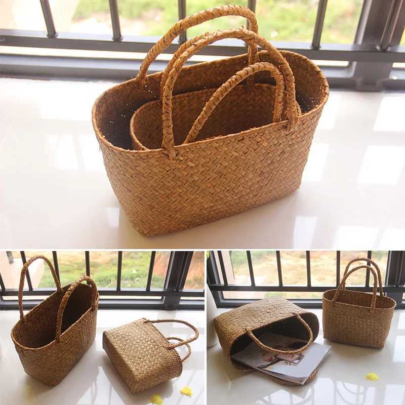 Seaweeds Woven Basket Flower Basket Garden Succulent Bag Flower Basket Crafts Storage Basket Women Handbag Summer Beach Bag New Z250219