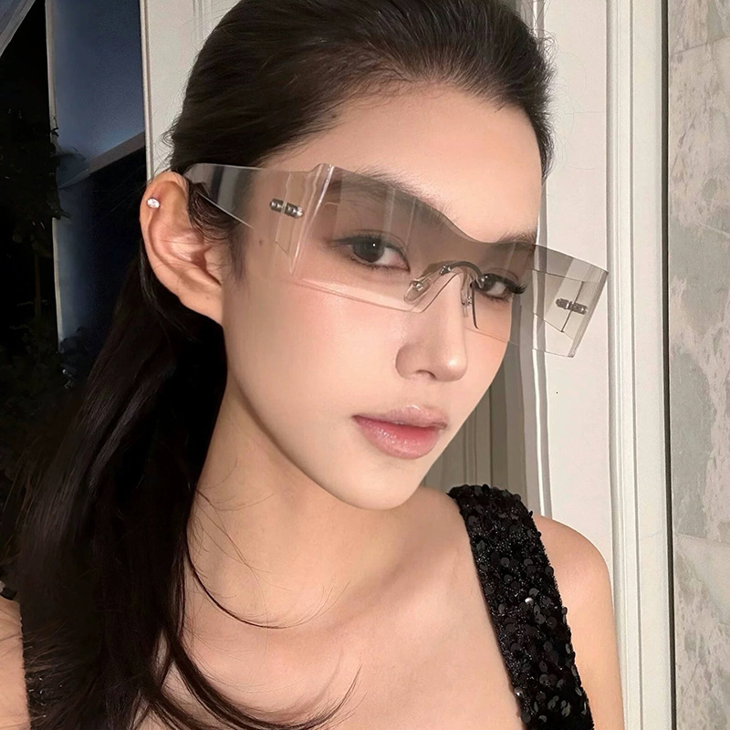 Frameless Riding Windproof Goggles 2025 New Square European And American Wind One-piece Personality Sunglasses Sports Sunglasses Female