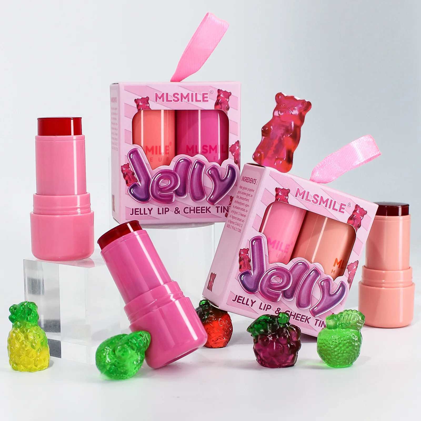 2 PCS Jelly Powder Ber 2in1 B and Lip Rouge Stick Jelly Tint Hydrating Long-Lasting Coloring VibrantW250220