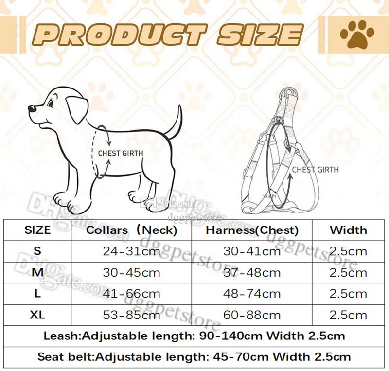 free shipping Collar Leashes Set 2.5cm Leash ic Bronzing Letter Pet Collars Nylon Car Seat Belts Designer Dog Harness for Small Medium Large Dogs Stre