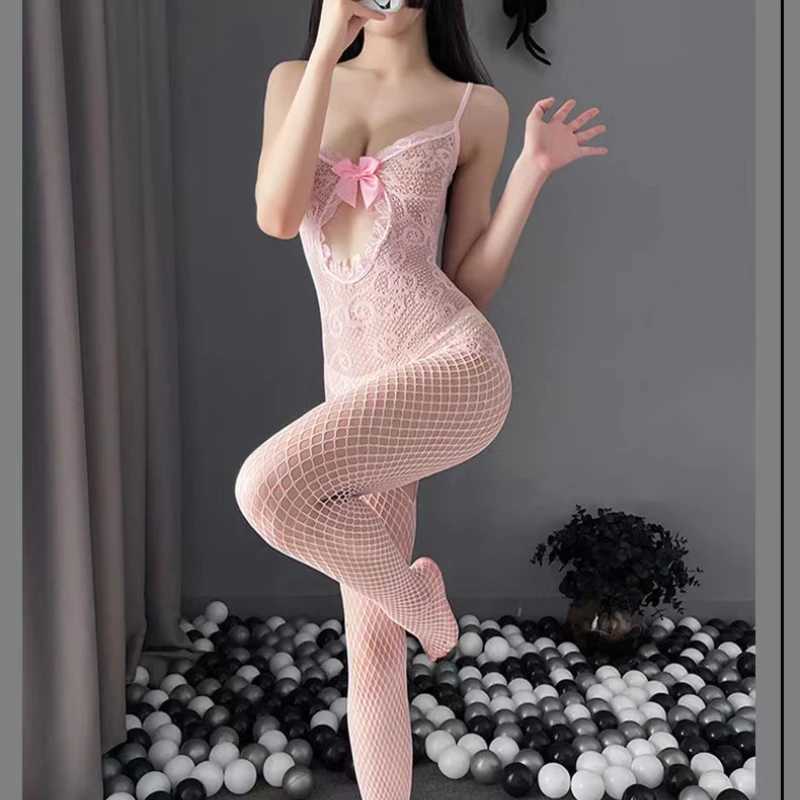 Sexy womens underwear elastic fishnet leggings open crotch hollow tight fitting clothes W250220