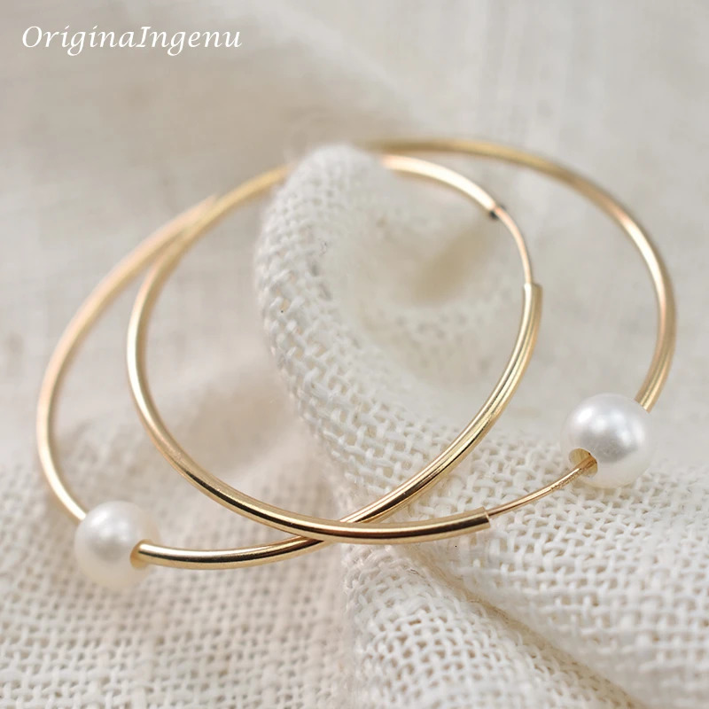 14K Gold Filled Hoop Earrings Natural Pearl Jewelry Gold Hoop Earrings Brincos Pendientes Earrings Boho Earrings Gold Jewelry 250219