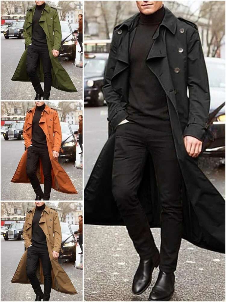 Streetwear Fashion Trench Thin Coat Designer Overlong British Coats Man's Clothing With Epaulets Men's Jackets For Spring